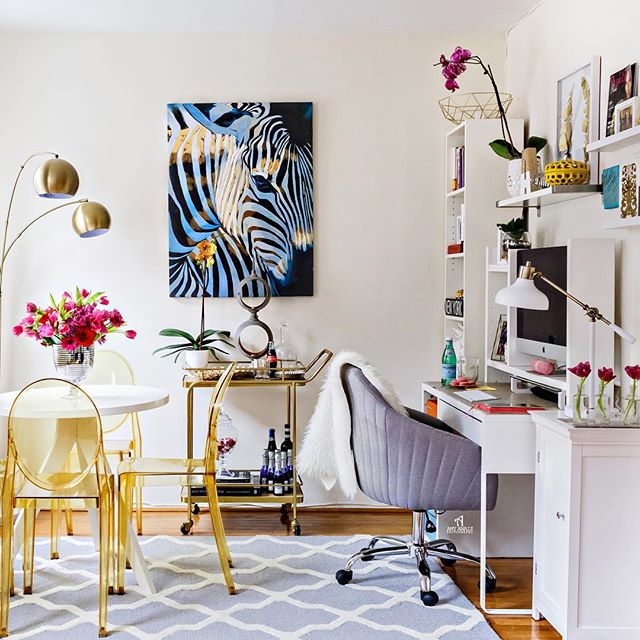 As an entrepreneur I spend a lot of time working from home. I desperately need a space that was both chic but functional. I called @makiniregaldesigns to help fix my dilemma. Giving her full reign to help transform my space I was overjoyed with the results! To say that she "got me" would be an understatement! Check out the full feature on @designsponge (link in profile) Thank you my darling you truly outdid yourself!