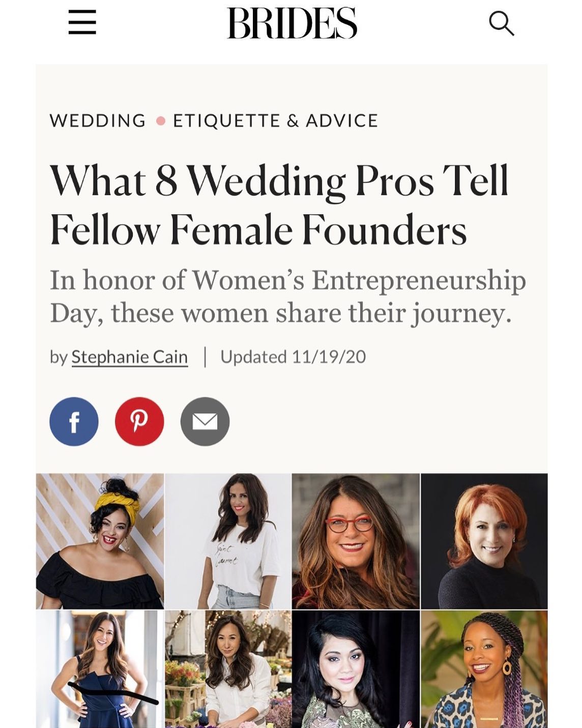 Honored to be in such great company!! Happy to these amazing ladies as well as all the other making waves. ?? 

Link in stories 
Thanks @brides @stephncain